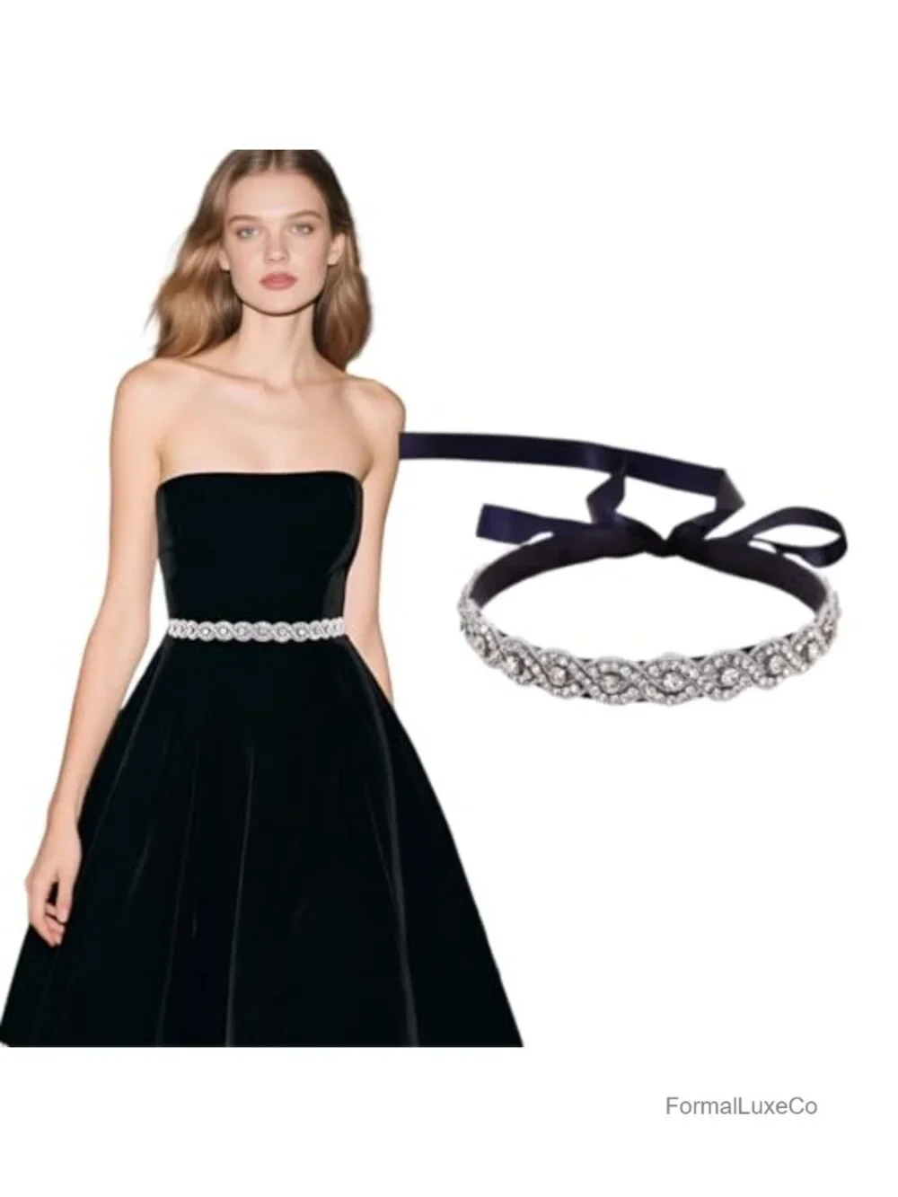 Rhinestone Satin Belt Plus Size Adjustable Lace Up Waistband Bridesmaid Party